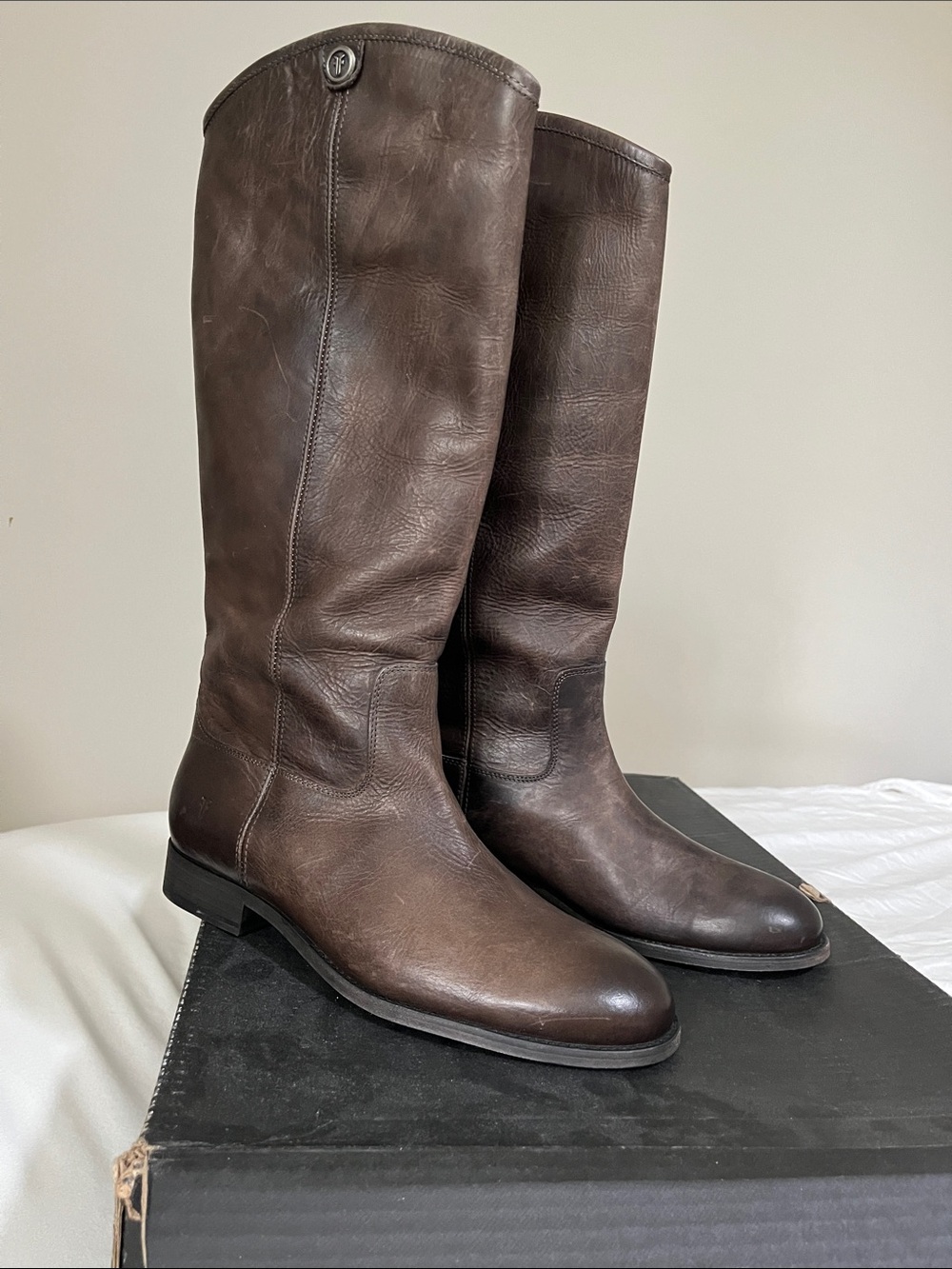 Frye Tall Brown Leather Riding Boots - Picture 2 of 4